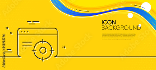 Seo line icon. Abstract yellow background. Web targeting sign. Traffic management symbol. Minimal seo targeting line icon. Wave banner concept. Vector