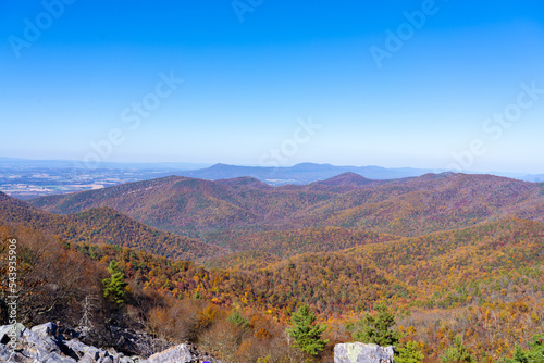 Mountains seen in the Shenandoah National Park at Black Rock Summit on a Fall Day