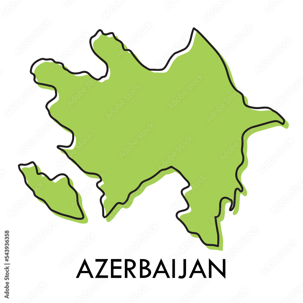 Map of Azerbaijan - simple hand drawn stylized concept with sketch black line outline contour map. Vector illustration isolated on white. country border silhouette drawing. Map of Azerbaijan - simple hand drawn stylized concept with sketch black line outline contour map. Vector illustration isolated on white. country border silhouette drawing.
