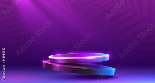 Stage podium with lighting, Stage Podium Scene with for Award, Decor element background. Vector