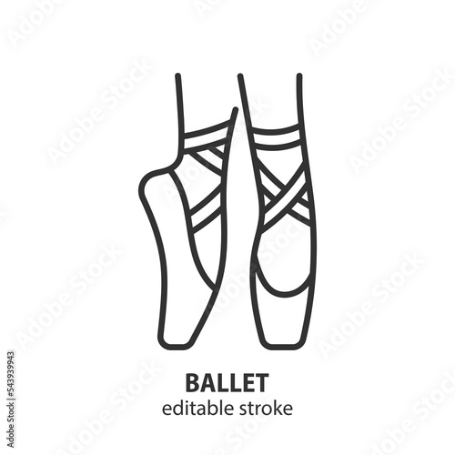 Ballet line icon. Pointe shoes sign. Ballet shoes vector symbol. Editable stroke.