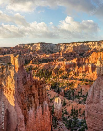 Sunrise lighting up the Bryce Canyon amphitheater taken from the Queens Garden Trail in the Bryce Canyon National Park 