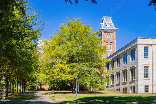 Sunny exterior view of the Old Main of University of Arkansas photo