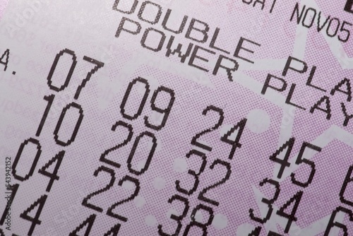 Close up of lottery ticket photo