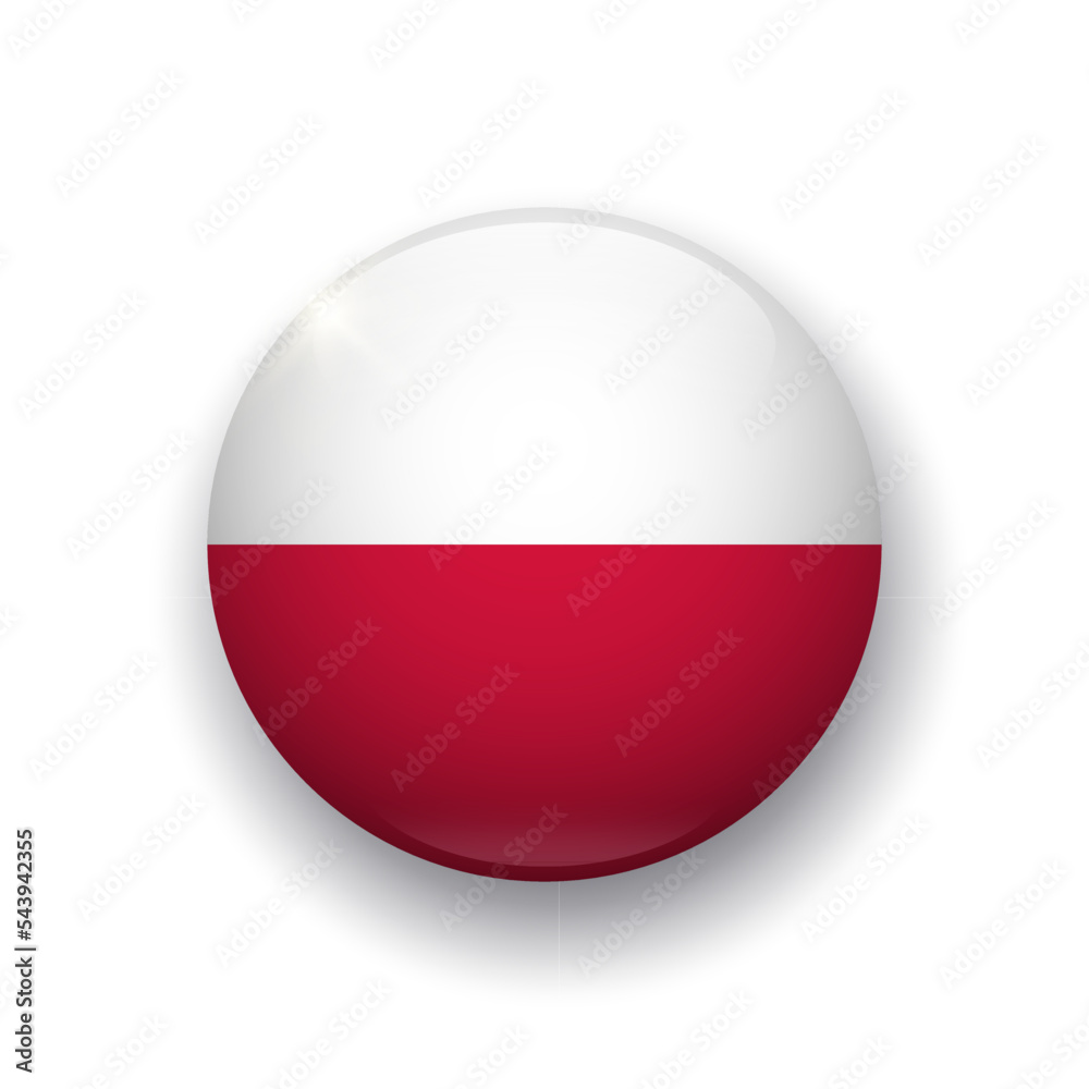 Realistic glossy button with Poland flag. 3d vector element with shadow underneath. Best for mobile apps, UI and web design. Realistic glossy button with Poland flag. 3d vector element with shadow underneath. Best for mobile apps, UI and web design.
