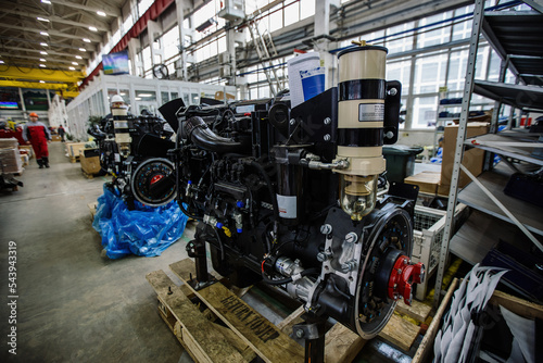 Modern diesel engine for assembling of machinery in the workshop