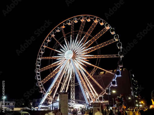 Illuminated wheel of a funfair