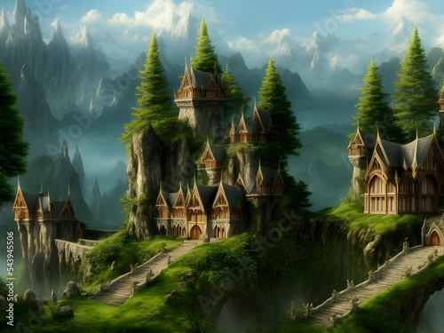 Fantasy mountainse scene 3d render 3d scene