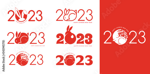 Chinese New Year 2023 - year of the rabbit - Chinese zodiac symbol, Lunar new year concept, modern background design