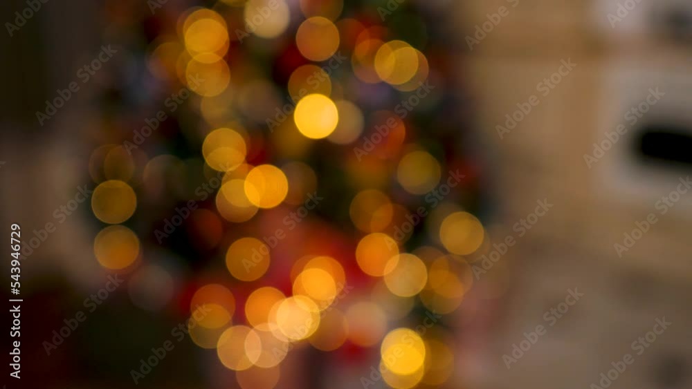 Christmas tree lights with nice bokeh. High quality 4k footage