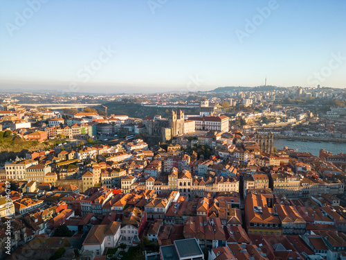Aerial view of the Clerigos Tower  Torre dos Clerigos   Porto  Portugal. Unesco World Heritage Site