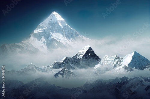 Mount Everest isolated on white background