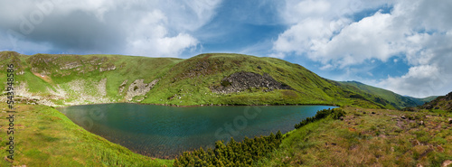 Alpine lake Brebeneckul on summer mountains (panorama)