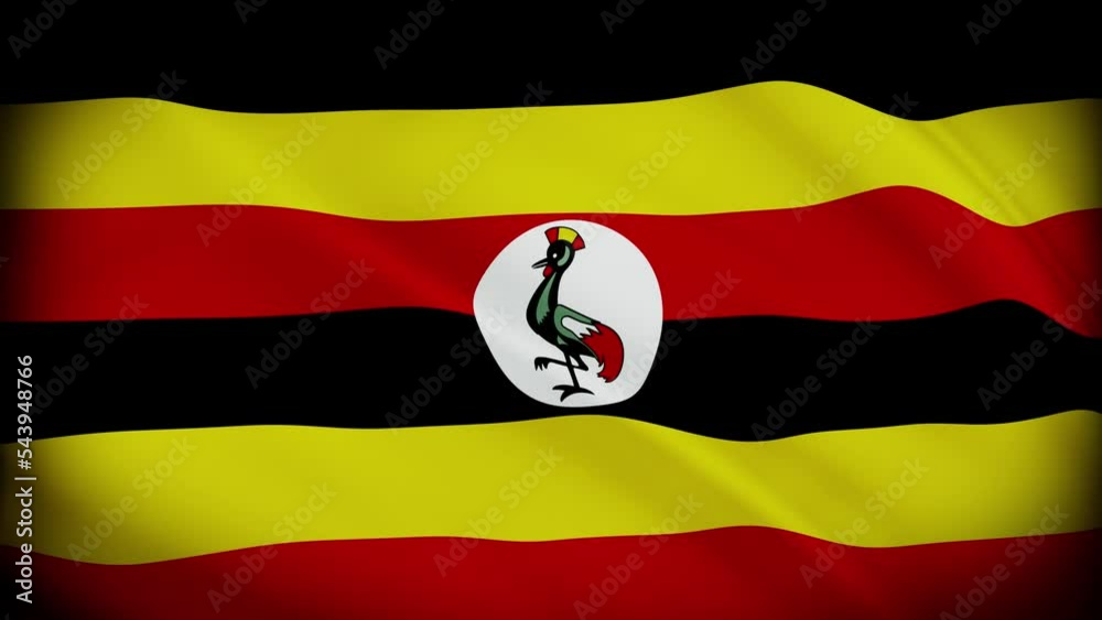 Uganda flag waving in the wind