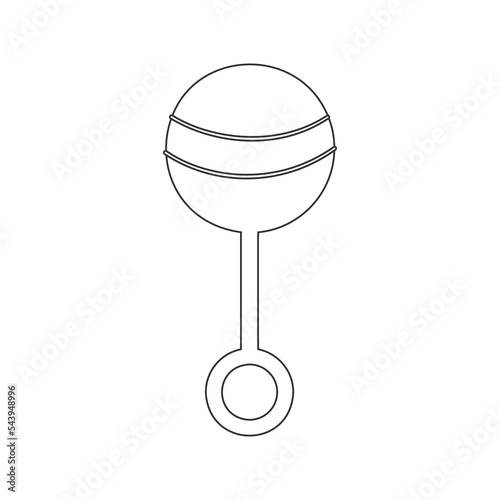 Baby rattle icon. Toy for infants isolated on white background. Vector outline illustration.