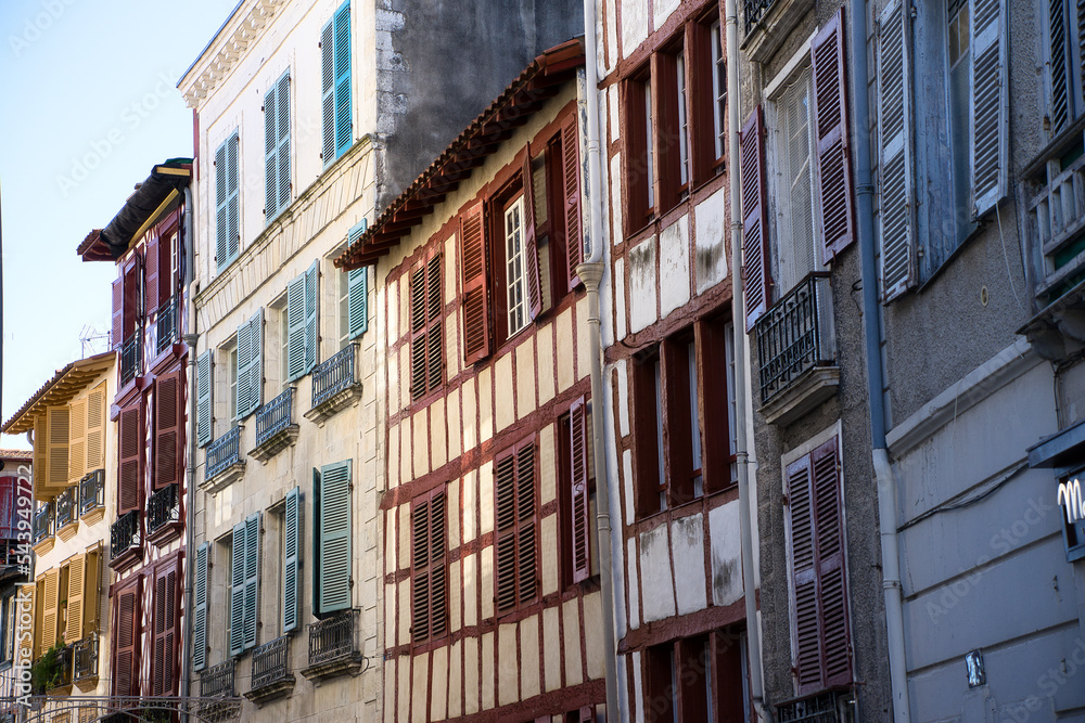Views of the facade of some traditional buildings of French architecture