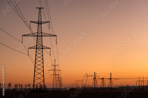 Powerlines and substation in Ukraine photo