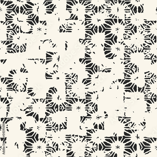Ink Drawn Broken Floral Tile Pattern