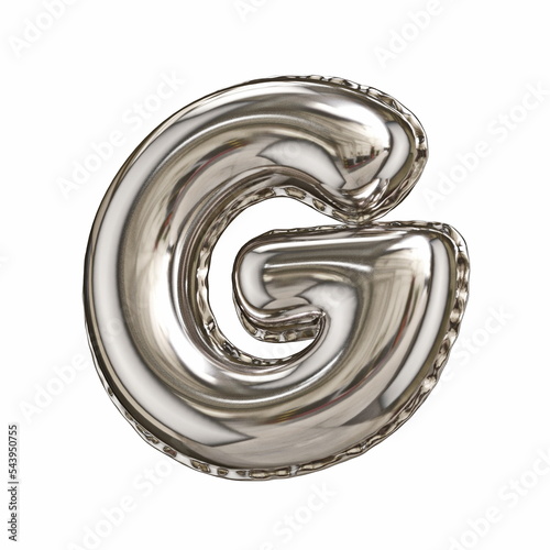 Silver foil balloon font letter G 3D