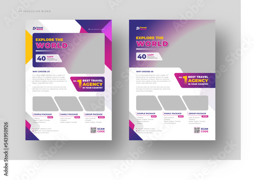 Travel poster or flyer brochure design layout, Holiday vacation travel flyer template for travel agency