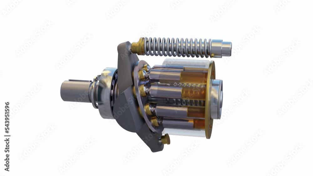 Hydraulic Axial Piston Pump Animation. In this animation, the swash