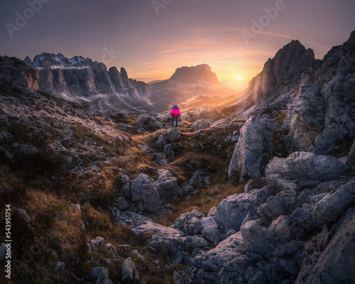 Woman on the mountain trail...