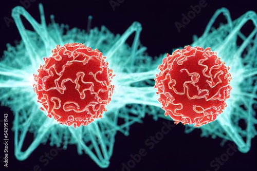 Macro coronavirus(covid 19) cell delta plus variant. B.1.1.529,B.1640.1,deltacron,COVID 19 variant of SARS CoV 2 in 2022.Mutated coronavirus SARS CoV 2 flu disease pandemic,3D render illustration photo
