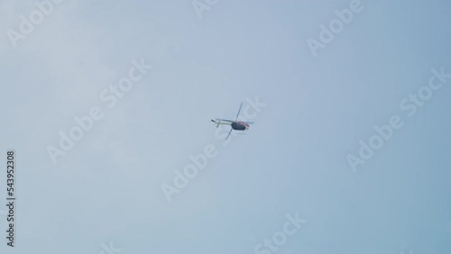 Helicopter aerobatics in the sky, Budapest, Hungary photo