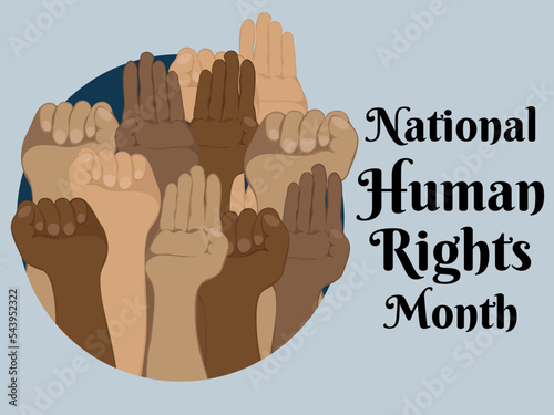National Human Rights Month, horizontal banner, poster or flyer design