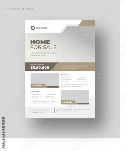 Real estate flyer A4 template, Corporate business flyer template, Property flyer Template, flyer, banner, leaflet for printing
