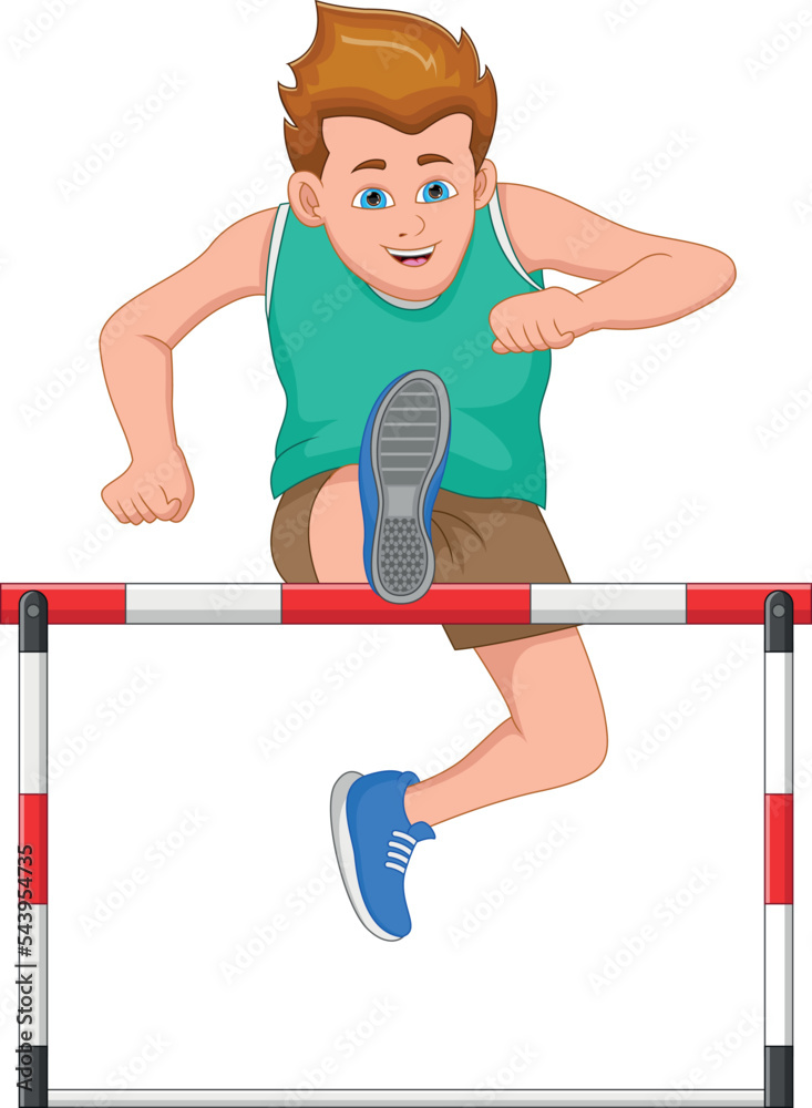Fototapeta premium cartoon boy jumping hurdles
