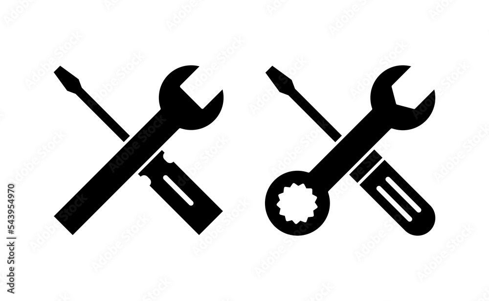 Repair tools icon vector for web and mobile app. tool sign and symbol. setting icon. Wrench and screwdriver. Service Repair tools icon vector for web and mobile app. tool sign and symbol. setting icon. Wrench and screwdriver. Service