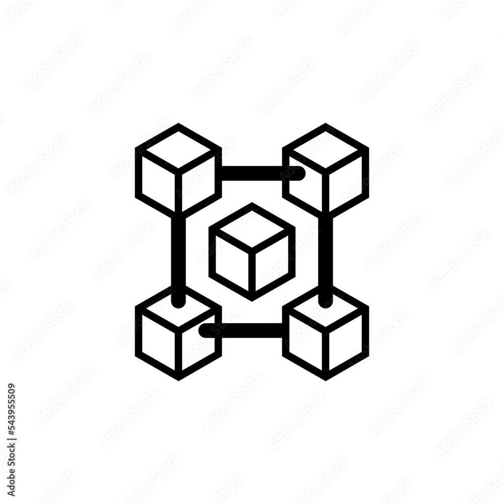 blockchain icon set, blockchain vector set flat design sign symbol