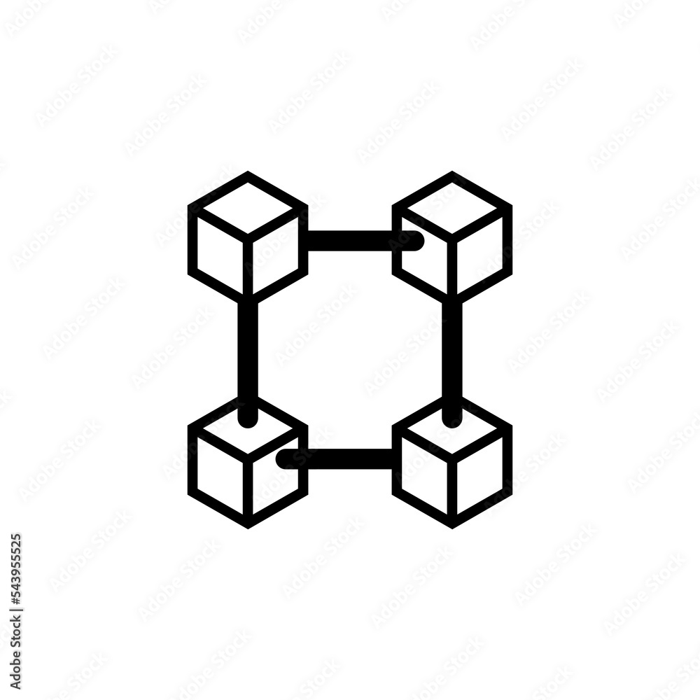 blockchain icon set, blockchain vector set flat design sign symbol