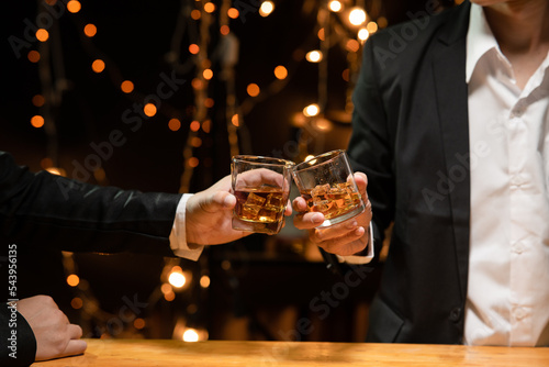 Photography Celebrate whiskey on a friendly party in  restaurant