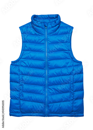 Blue warm sport puffer vest on white
