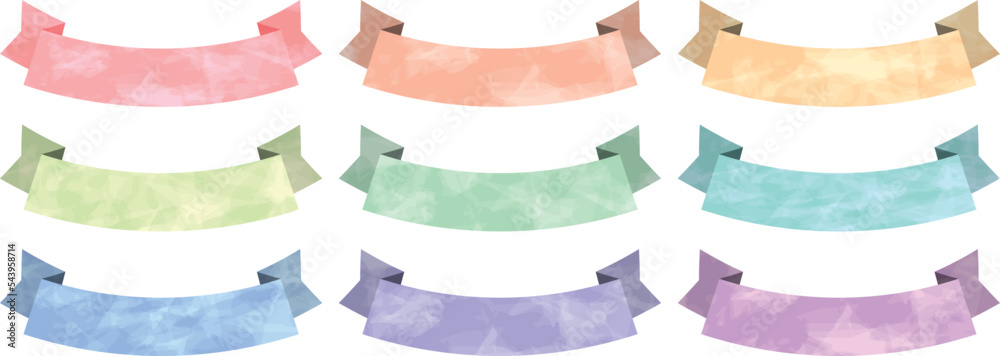 Obraz premium 水彩風リボンのセット_下向き丸み