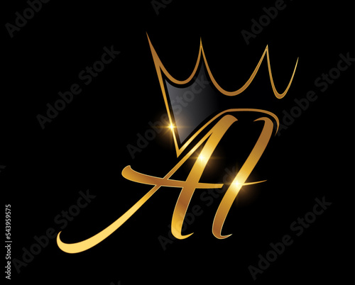 Golden Crown Monogram Logo Initial AI