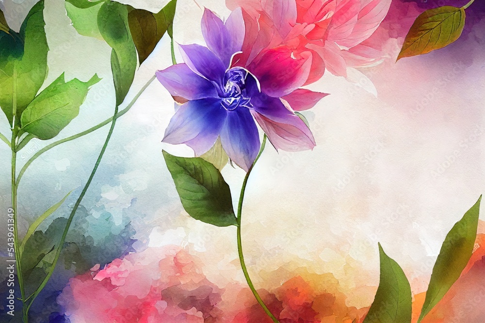 Watercolor floral composition. Clipping path included. Fast isolation. Hi res file. Hand painted. Raster illustration.