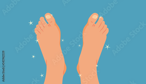 Clean Healthy Feet Vector Cartoon Illustration. Relaxed legs with exfoliated skin and perfect pedicure
