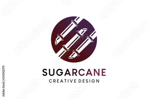 Sugarcane vector illustration logo design with silhouette in dots