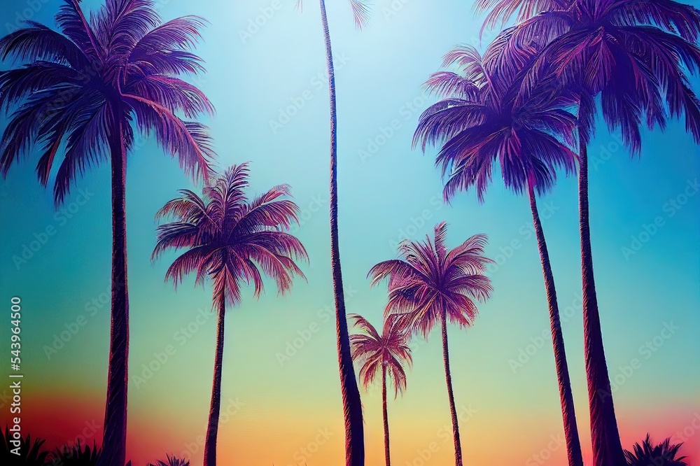 Freestyle digitally painted palm trees.