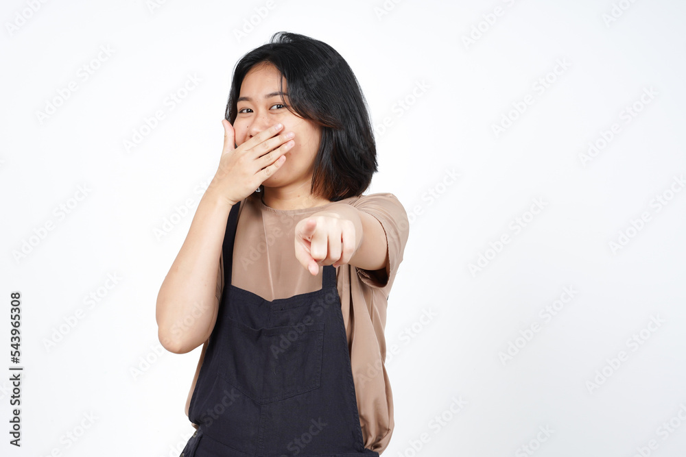 Pointing at you and Laughing of Beautiful Asian Woman Isolated On White Background Pointing at you and Laughing of Beautiful Asian Woman Isolated On White Background