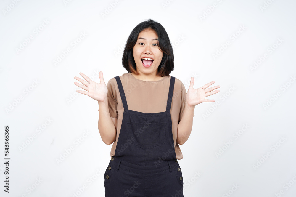 WOW Face Expression of Beautiful Asian Woman Isolated On White Background