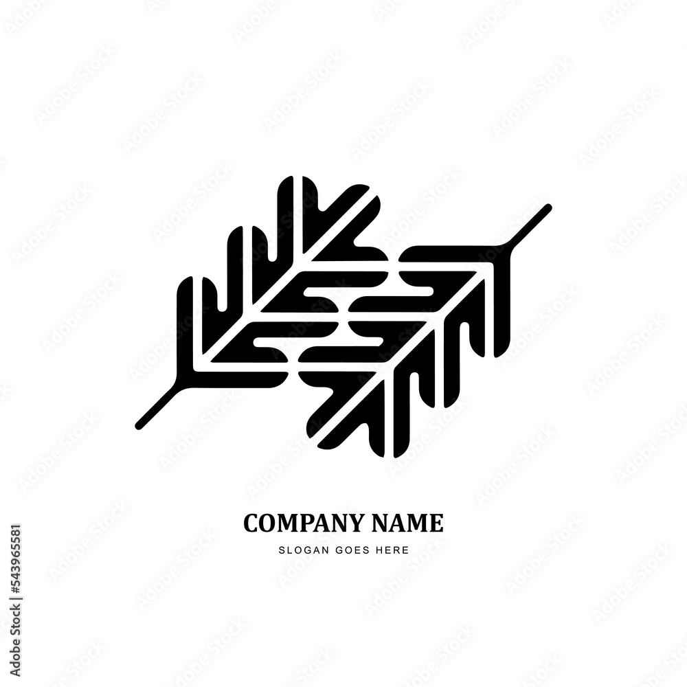 Two oak leaf logo design template vector Two oak leaf logo design template vector