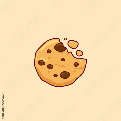 bitten choco chip cookie illustration