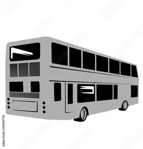 Illustration of a double decker or double deck bus coach viewed from rear on isolated background done in retro woodcut style.