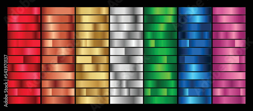 Big set of metallic gradients different colored metal set
