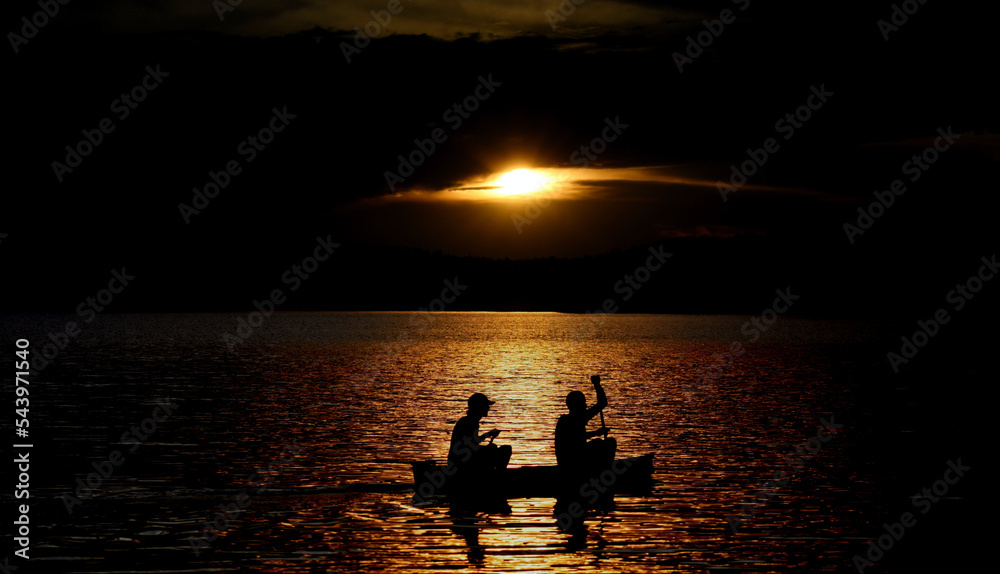 canoe and sunset