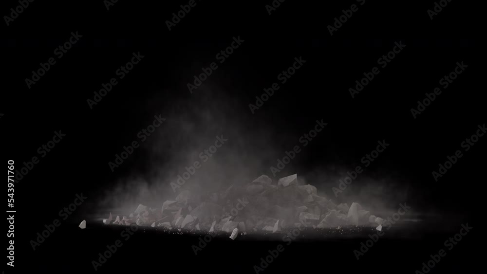 Collapsed ceiling Falling boards, sheetrock, and other debris effect background footage motion graphics, or as a background or overlay 4K drag and drop editing software supporting blending modes.